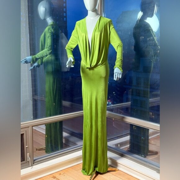 🆕 RAT & BOA 🧿 NWOT Octavia Long Sleeve Column Maxi Dress, Green - Sz L US 8 - Picture 12 of 15